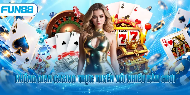 Không gian casino trực tuyến với nhiều bàn chơi